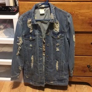 Distressed Denim Jean Jacket